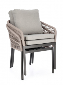 Кресло плетеное с подушками Garden Relax Galdana алюминий, роуп, полипропилен угольный, хаки Фото 7