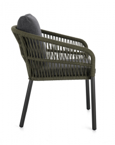 Кресло плетеное с подушками Garden Relax Galdana алюминий, роуп, полипропилен угольный, зеленый Фото 5