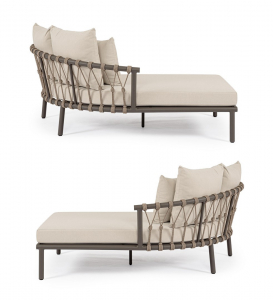 Лаунж-лежак плетеный двойной с подушками Garden Relax Lanai сталь, роуп, олефин какао Фото 9