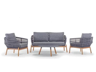 Столик металлический кофейный Grattoni Bahamas тик, алюминий натуральный, антрацит Фото 4