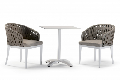 Комплект плетеных кресел Grattoni Maiorca Set 2 алюминий, роуп, олефин белый, тортора, коричневый Фото 5