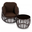 Кресло плетеное с подушками ReeHouse Lotus алюминий, искусственный ротанг, олефин шоколад металлик, коричневый Фото 12