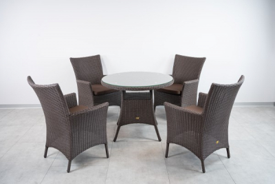 Комплект плетеной мебели ReeHouse Kipr алюминий, искусственный ротанг, оксфорд, стекло шоколад металлик, коричневый Фото 2