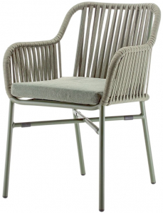 Кресло плетеное с подушкой Grattoni Beverly алюминий, роуп, олефин зеленый Фото 1