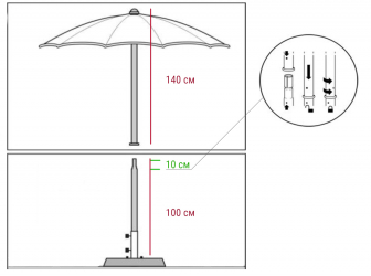 Зонт пляжный профессиональный Ø2.2 м-thumbs-Фото3