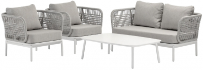 Комплект лаунж мебели Grattoni Yolk алюминий, роуп, олефин белый, конопляный Фото 1