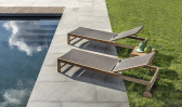 Шезлонг-лежак деревянный Ethimo Sand тик, текстилен Ethitex натуральный, тортора Фото 6