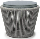 Пуф плетеный с подушкой SNOC Chleo алюминий, роуп, ткань серый Фото 1