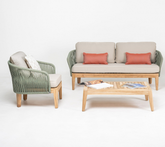 Комплект лаунж мебели RosaDesign Dakota тик, алюминий, роуп, полиэстер натуральный, пустынный микс, серебристая тортора Фото 5