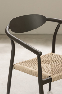 Кресло металлическое плетеное Garden Relax Linares алюминий, роуп угольный Фото 9