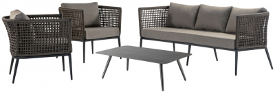 Комплект плетеной мебели Grattoni Cuba алюминий, роуп, олефин антрацит, коричневый Фото 1