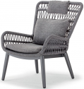 Кресло лаунж плетеное с подушками Grattoni Tropea алюминий, роуп, олефин антрацит, темно-серый, угольный Фото 1