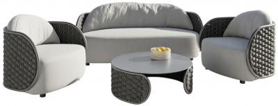 Комплект лаунж мебели Grattoni Mojo алюминий, роуп, олефин черный, темно-серый, серый Фото 1