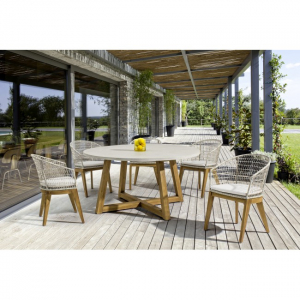 Кресло плетеное с подушкой Garden Relax Gadiel тик, искусственный ротанг белый Фото 6