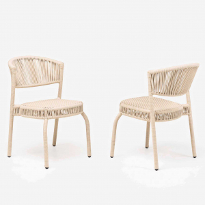 Стул плетеный RosaDesign Bonnie алюминий, роуп жемчужный белый Фото 3