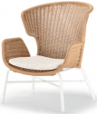 Кресло лаунж плетеное с подушкой Grattoni Ocean алюминий, искусственный ротанг, олефин белый, натуральный, бежевый Фото 1