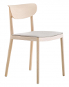 Стул деревянный с мягким сиденьем PEDRALI Tivoli ясень, фанера, ткань беленый ясень, светло-серый Фото 1