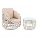Комплект плетеной мебели ReeHouse Lotus алюминий, искусственный ротанг, олефин, стекло доминикана, бежевый, белый сатин Фото 8