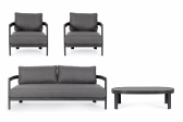 Комплект металлической лаунж мебели Garden Relax Presley алюминий, ткань, стекло угольный Фото 3