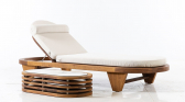 Шезлонг-лежак деревянный с матрасом WArt Spain ироко, олефин натуральный, голубой Фото 23