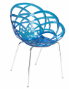 Кресло прозрачное PAPATYA Flora-ML сталь, поликарбонат хромированный, синий Фото 1