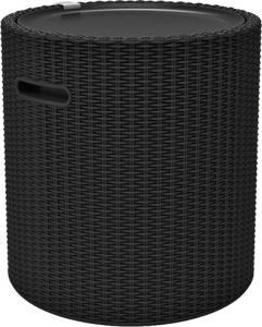 Стол-пуф пластиковый Keter Cool Stool пластик с имитацией плетения антрацит Фото 1