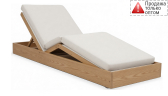 Шезлонг-лежак деревянный с матрасом Tagliamento Pangea акация, текстилен, ткань светлый тик, бежевый Фото 1