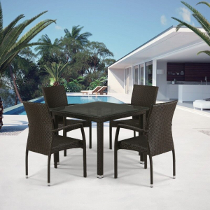 Комплект плетеной мебели Afina T257A/Y379A-W53 Brown 4Pcs искусственный ротанг, сталь, ткань коричневый Фото 2