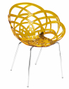 Кресло прозрачное PAPATYA Flora-ML сталь, поликарбонат хромированный, светло-оранжевый Фото 1