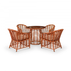 Кресло плетеное с подушкой ReeHouse Miro алюминий, искусственный ротанг, олефин африканский закат, серый Фото 8