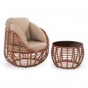 Кресло плетеное с подушками ReeHouse Lotus алюминий, искусственный ротанг, олефин африканский закат, капучино Фото 13