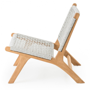 Комплект плетеной лаунж мебели RosaDesign Zante тик, алюминий, роуп, ткань натуральный, белый, серый Фото 11