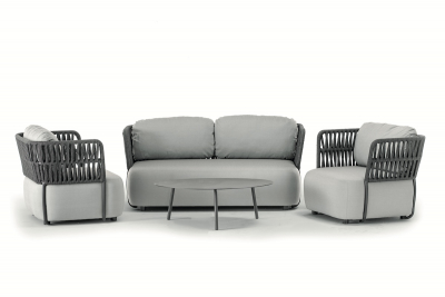 Комплект мягкой мебели Grattoni Soft алюминий, роуп, олефин черный, темно-серый, фланель Фото 4