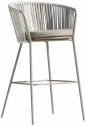 Кресло плетеное барное с подушкой Vermobil Daisy Rope нержавеющая сталь, роуп, ткань Фото 1