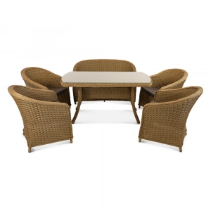 Диван двухместный плетеный с подушкой ReeHouse Primo алюминий, искусственный ротанг, олефин американский орех, серый Фото 4