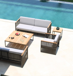 Комплект мебели Skyline Design Horizon алюминий, тик, полиэстер, sunbrella черный, темно-серый, бежевый, натуральный Фото 13