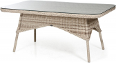 Стол плетеный обеденный BraFab Evita алюминий, искусственный ротанг, закаленное стекло бежевый Фото 1