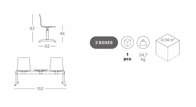 Система с двумя сиденьями и столиком Scab Design Alice Bench сталь, алюминий, технополимер, HPL лен Фото 2