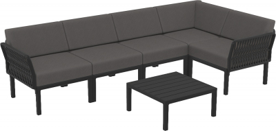 Комплект пластиковой мебели Siesta Contract Portofino Lounge Corner стеклопластик, полипропилен, полиэстер черный, темно-серый Фото 1