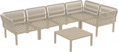 Комплект пластиковой мебели Siesta Contract Portofino Lounge Corner стеклопластик, полипропилен, полиэстер бежевый, светло-коричневый Фото 16