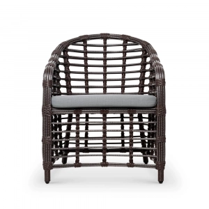 Кресло плетеное с подушкой ReeHouse Miro алюминий, искусственный ротанг, олефин шоколад металлик, серый Фото 5