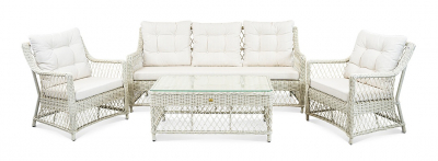 Комплект плетеной мебели ReeHouse Impero алюминий, искусственный ротанг, олефин, стекло доминикана, светло-бежевый Фото 2