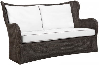 Диван двухместный плетеный с подушками JANUS et Cie Butterfly II алюминий, искусственный ротанг, акрил ява Фото 1