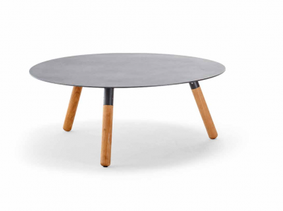 Столик металлический кофейный Grattoni Bahamas тик, алюминий натуральный, антрацит Фото 5