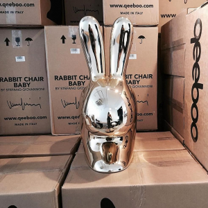 Стул пластиковый Qeeboo Rabbit Metal Finish полиэтилен серебристый Фото 6