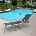 Шезлонг-лежак металлический Afina Рио-Люкс-Black текстилен, алюминий черный Фото 1