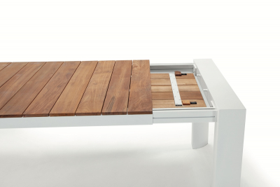 Стол деревянный раздвижной Grattoni Top алюминий, тик белый, натуральный Фото 6