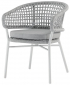 Кресло плетеное с подушкой Grattoni Atol алюминий, роуп, олефин белый, светло-серый Фото 1