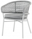 Кресло плетеное с подушкой Grattoni Atol алюминий, роуп, олефин белый, светло-серый Фото 1
