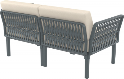 Диван пластиковый двухместный с подушками Siesta Contract Portofino Lounge стеклопластик, полипропилен, полиэстер темно-серый, бежевый Фото 8